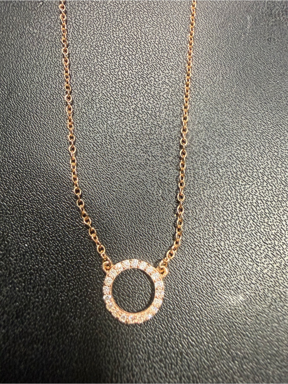 Linjer Rose Gold Crystal Circle Pendant Necklace - Women Jewelry